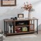 Rustic Brown Mid Century Rustic Brown TV Stand with Adjustable Storage Shelf